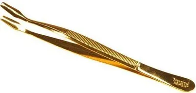 Produktbild von Prinz 1256 Pinzette veredelt Typ 5 Schaufel gebogen vergoldet 120mm