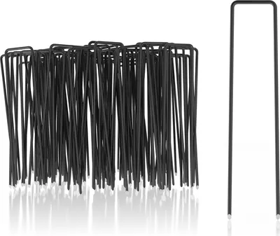 Image de com-four® 100x piquets de terre en acier au carbone - piquets robustes pour la fixation d'un voile de protection contre les mauvaises herbes et d'un film plastique - piquets de terre pour le jardin et le camping - carrés