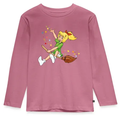 Produktbild von Spreadshirt Bibi Blocksberg Fliegt Auf Kartoffelbrei Kinder Premium Langarmshirt, 122/128 (6 Jahre), Mauve
