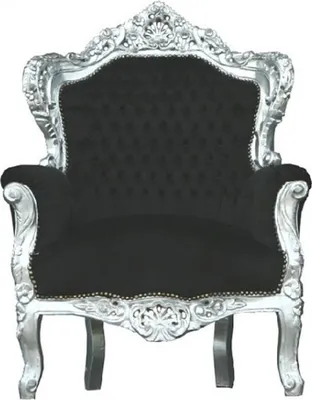 Produktbild von Casa Padrino Barock Sessel King Schwarz / Silber 85 x 85 x H. 120 cm