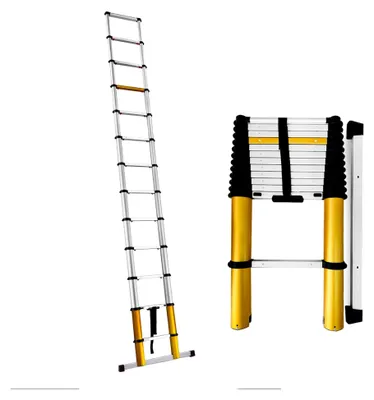 Produktbild von MAX - Teleskopleiter - Ausziehbare Klappleiter aus Aluminium - bis 150 kg - Mehrzweckleiter - 13 Stufen - 0,88x3,81x0,11 m