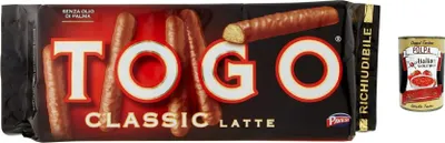 Produktbild von 12x Pavesi Snack Togo Classic mit Milch, Keks mit Milchschokolade - 120 g + Italian gourmet polpa 400g