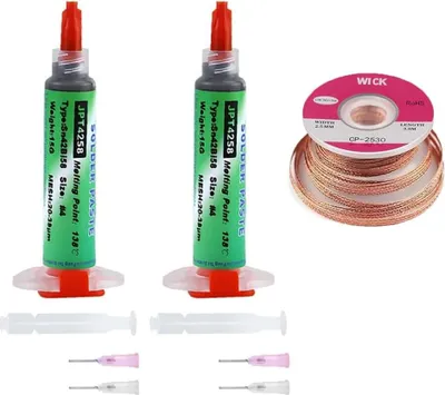 Produktbild von Flussmittel Löten 2 x 20 g No-Clean Bleifreies Kolophonium Flussmittel 2,5 mm x 3 m Entlötlitze Geeignet für Handy-Lötungen Bga Haushaltsgerätereparaturen