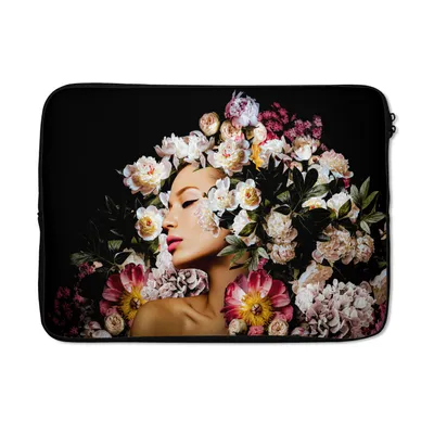 Produktbild von MuchoWow® Laptop Hülle 13 Zoll Frauen - Blumen - Rosen - Porträt Laptoptasche - Laptophülle - Sleeve - Rundumschutz