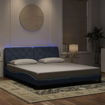 Image de vidaXL Cadre de lit avec LED sans matelas gris foncé 180x200 cm velours