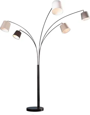 Produktbild von Design Bogenlampe LEVELS 200cm schwarz grau 5 Leinen Schirmen Stehlampe Bogenleuchte Stehleuchte