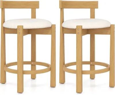 Obrázok produktu pre Sada dvoch barových stoličiek – Drevené kuchynské stoličky s operadlom – Výška sedadla 62 cm