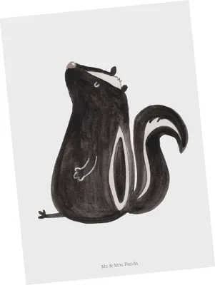Produktbild von Mr. & Mrs. Panda Postkarte Stinktier Sitzen - Weiß - Geschenk, Raubtier, Postkarten, Ansichtskarte, Grußkarte, Büro, Skunk, Ansichtskarten, Wildtier, bildkarte, Spruch