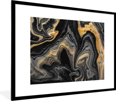 Produktbild von MuchoWow® Gerahmtes Poster Marmor - Acryl - Gold - Luxus - Abstrakt 80x60 cm - Poster mit Schwarzem Bilderrahmen Wandposter Rahmen Foto Bilder - Schlafzimmer-Dekorationen - Fotoposter