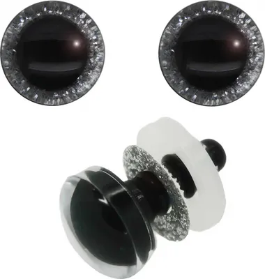 Produktbild von 5 Paar Glitzer-Augen Kunststoffauge 20mm Sicherheitsaugen Puppen, Kuscheltiere Farbwahl, Farbe:silber