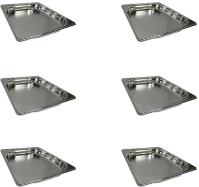 Produktbild von AcMax 6 Stück GN 1/2 Gastronormbehälter GN-Behälter Edelstahl 2,5 Liter Tiefe 40mm Gastronorm