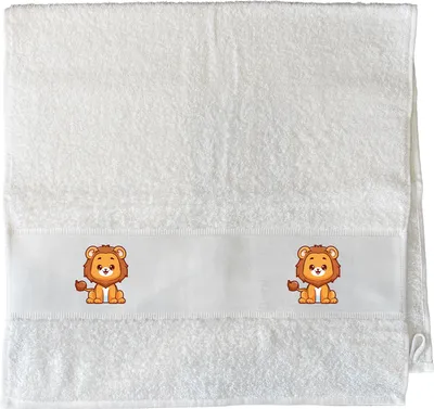 Produktbild von Huuraa Handtuch Löwe Comic 50x100cm White Baumwolle Handtuch Geschenkidee