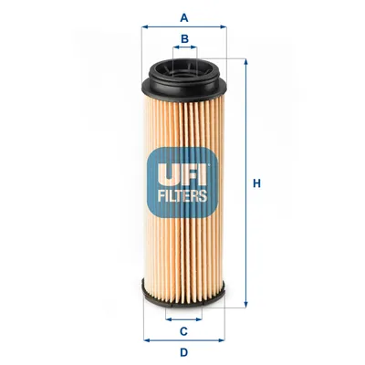Produktbild von Ufi Ölfilter Filtereinsatz, Höhe 157 mm, Außendurchmesser 53,5 mm, Innendurchmesser 21 mm