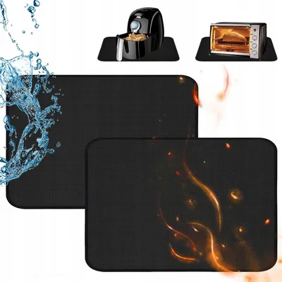 Produktbild von 2x Hitzeschutzmatte 38x46cm für Air Fryer, Feuerfest, Schwarz