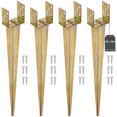 4er-Set Bodenanker, Pfostenträger, 0–125 mm, Stahl, 70 cm