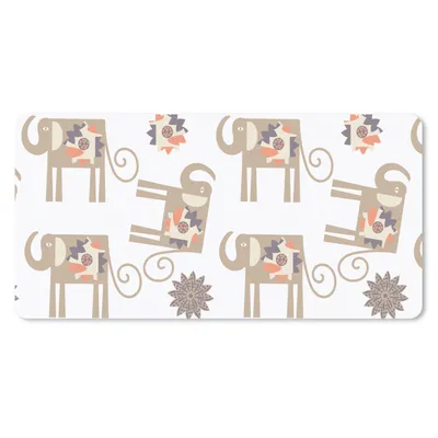 Produktbild von MuchoWow® Schreibtischunterlage Blumen - Elefant - Muster 80x40 cm - XXL Mauspad - Gaming Mauspad