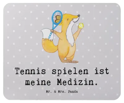 Produktbild von Mr. & Mrs. Panda Mauspad Fuchs Tennis spielen - Grau Pastell - Geschenk, pc, Tennisclub, Mouse Pad, Turnier, Mousepad, Tennisverein, laptop, mousematte, Ballsportart