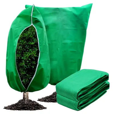 Produktbild von 2 Stück Winterschutz für Pflanzen, 80 * 120 CM, Wiederverwendbar, Atmungsaktiv, Reißfest, mit Reißverschluss und Kordelzug, Geeignet für Topf- und Kleinpflanzen
