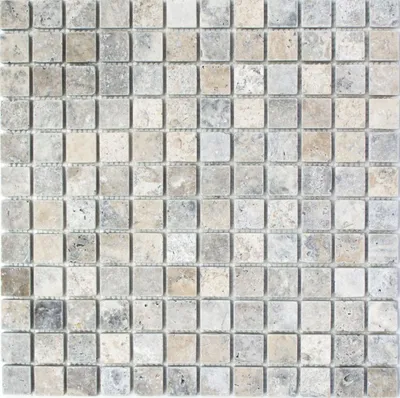 Produktbild von Mosaik Fliese Travertin Naturstein weißgrau silber Antique Travertin MOS43-47023_f