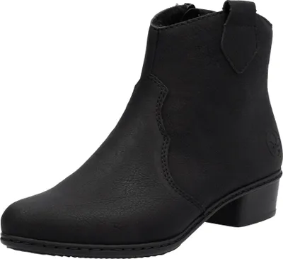 Image de Chaussures de ville pour femmes Rieker, bottines, fermeture éclair, noir, style décontracté