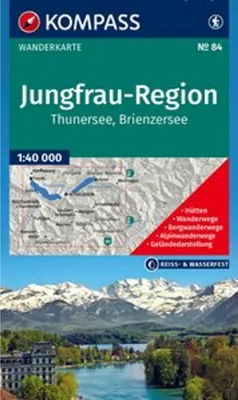 Obrázok produktu pre KOMPASS Turistická mapa 84 Región Jungfrau, Thunské jazero, Brienzské jazero 1:40 000