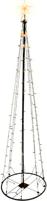 A decorative LED light tree with a star on top, standing against a white background.