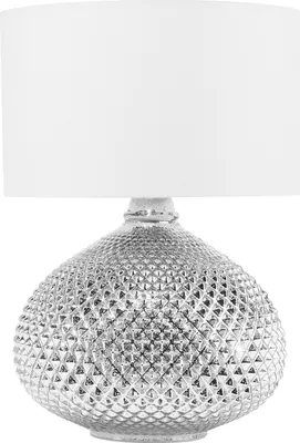 Zdjęcie produktu dla BELIANI Lampa stołowa srebrna biała 55 cm szklana podstawa wysoki połysk glamour