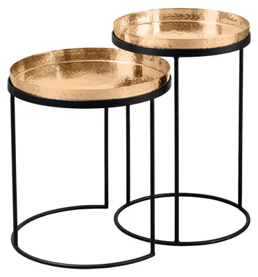 Image de Lot de 2 tables d'appoint Elements avec plateau doré 42728