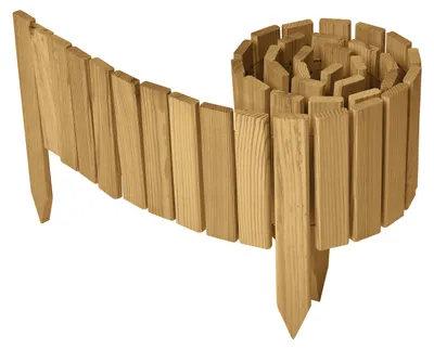 Produktbild von Garronda Beeteinfassung Holz Rollzaun Gartenzaun imprägniert Flexibler Rollborder Rasenkante  Länge: 200 cm (Hellbraun, Höhe: 20 cm)