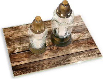 Produktbild von Untersetzer für Grabkerze Motiv Grabstein Gummifüße - 80x52 cm - Bretter mit Holzstruktur