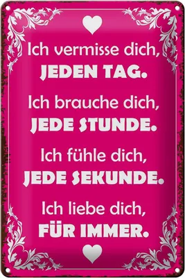 Produktbild von Blechschild Spruch 20x30cm ich vermisse dich jeden Tag