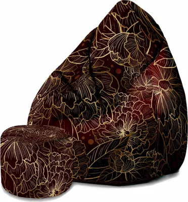 Immagine prodotto di Dreamroots Bean Bag 80x80x120cm Beanbag con schienale e sgabello e copertura Cuscino da terra Bubibag Beanbag con imbottitura con Peonia profonda
