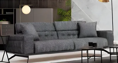 Produktbild von Wohnzimmer Schwarz-Graue Couchgarnitur Moderner 3-Sitzer Sessel Zweisitzer