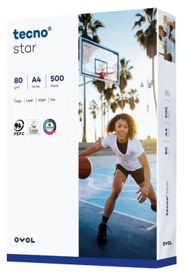 Imagen del producto de inapa 2100011527 Papel de copia tecno® star - Formato A4, 80 g/m², blanco, 500 hojas
