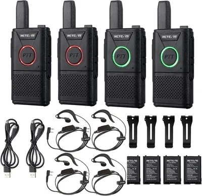 Produktbild von Retevis RT618 Mini Walkie Talkie Aufladbar, Professionelles PMR446-Lizenz Funkgerät mit Headset, Dual-PTT-Funkgeräte für Schule, Transport, Spielplätze, Weingut