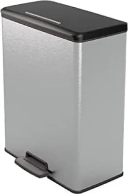 Image de Poubelle raffinée en acier inoxydable, élégante et moderne, 50 cm