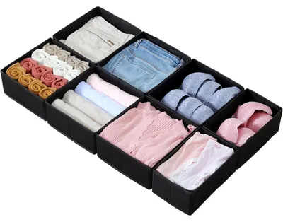 Produktbild von Schubladen Organizer 8er Set für PAX Kleiderschrank 100x58 cm, faltbar, schwarz