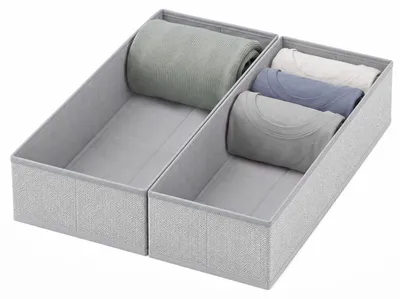 Produktbild von Aufbewahrungsbox Aufbewahrungsboxen für Schubladen Faltbare Stoffboxen aus Vliesstoff 2 St 17,5x41x11cm ohne Fächer für Unterwäsche Socken und Kleinteile