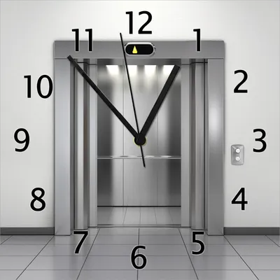 Produktbild von Wallario Design Wanduhr Fahrstuhl aus Echtglas, Größe 30 x 30 cm