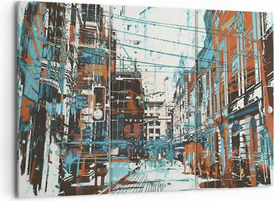 Produktbild von Bild auf Leinwand - Leinwandbild - Stadt Straße Haus - 105x70cm - Wand Bild - Wanddeko - Wandbilder - Leinwanddruck - Bilder - Kunstdruck - Wanddekoration - Leinwand bilder - Wandkunst - CE105x70-3806