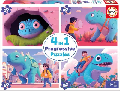 Produktbild von EDUCA Puzzle Dinosaurier-Puzzle 4in1 ( 20,40,60,80 dls)