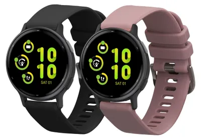 Produktbild von kwmobile 2x Uhrenarmband für Garmin vivoactive 5 / active 5 Armband - Fitnesstracker Band Set aus TPU Silikon - Ersatzarmband Smartwatch - Schwarz