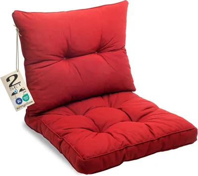 Produktbild von sunnypillow Polster für Gartenmöbel - 2er Set : Sitzkissen 50 x 50 cm + Rückenlehne 50 x 40 cm - Polsterauflagen für Rattanmöbel - Kissen Rot