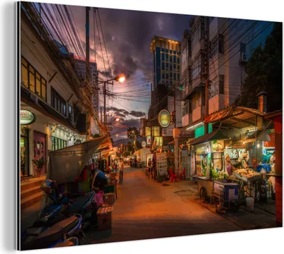 Obrázok produktu pre Nástenná dekorácia Kovový kovový obraz Wall Art 60x40cm Ulica za súmraku Muchowow Hliníkové obrazy