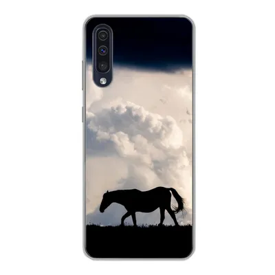 Produktbild von MuchoWow® Handyhülle Schutzhülle Hülle für Samsung Galaxy A30s Pferd - Wolken - Schatten Silikon Softcase Handy Hülle - Karteninhaber