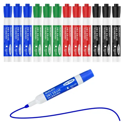 Produktbild von Whiteboard Marker, trocken abwischbar, 12 Stück, Bullet Spitze, geruchsarm für die Schule
