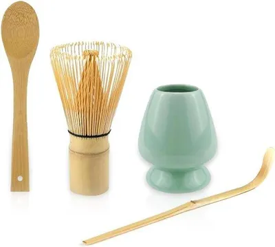 Productafbeelding van 4-delige Matcha set – matcha klopper, matcha lepel en bezemhouder, matcha accessoire set
