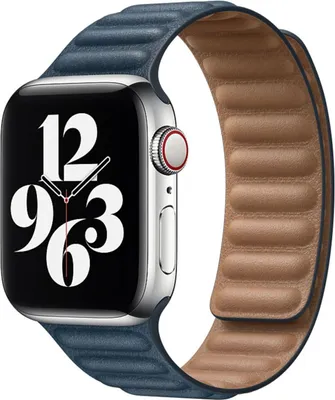 Produktbild von Apple Leather Link für die Watch Series 1 bis 9 / SE (38/40/41 mm) | Series 10 (42 mm) - Größe M/L - Baltic Blue