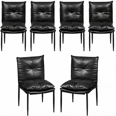 Produktbild von WOLTU Esszimmerstühle, Küchenstühle mit hoher Rückenlehne, Mit Kunstlederbezug und Metallbeinen : Schwarz 6 Farbe: Schwarz Stückzahl: 6