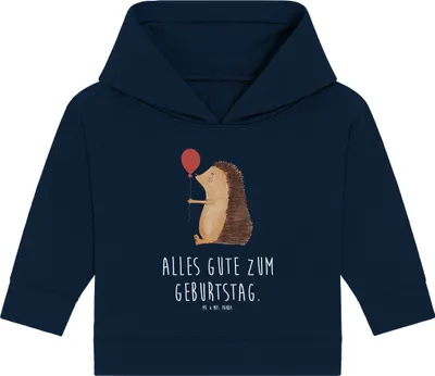 Produktbild von Mr. & Mrs. Panda Organic Baby Hoodie Igel Luftballon 24. - 36. Monat - French Navy - Geschenk, Happy Birthday, Kapuzenshirt, Geburtstag, Herzlichen Glückwunsch, Ballon